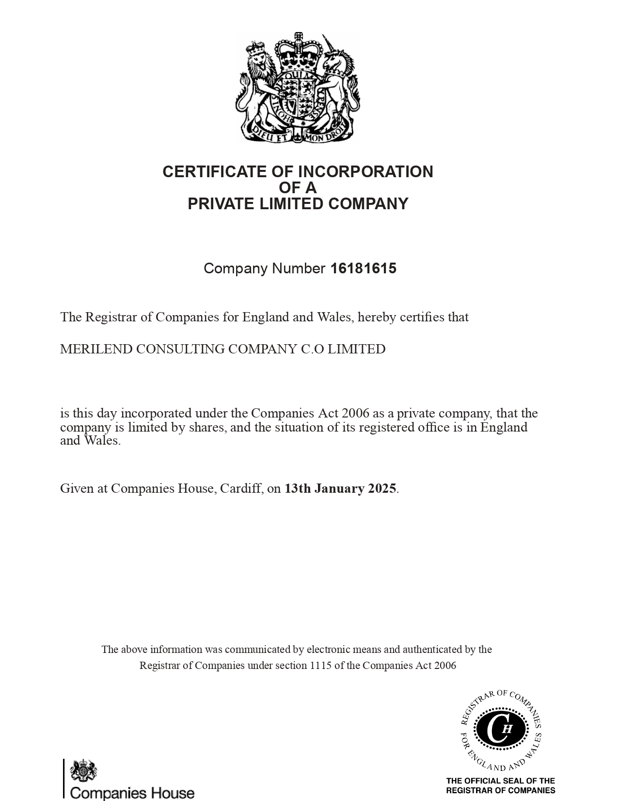 Certificate of Incorporation